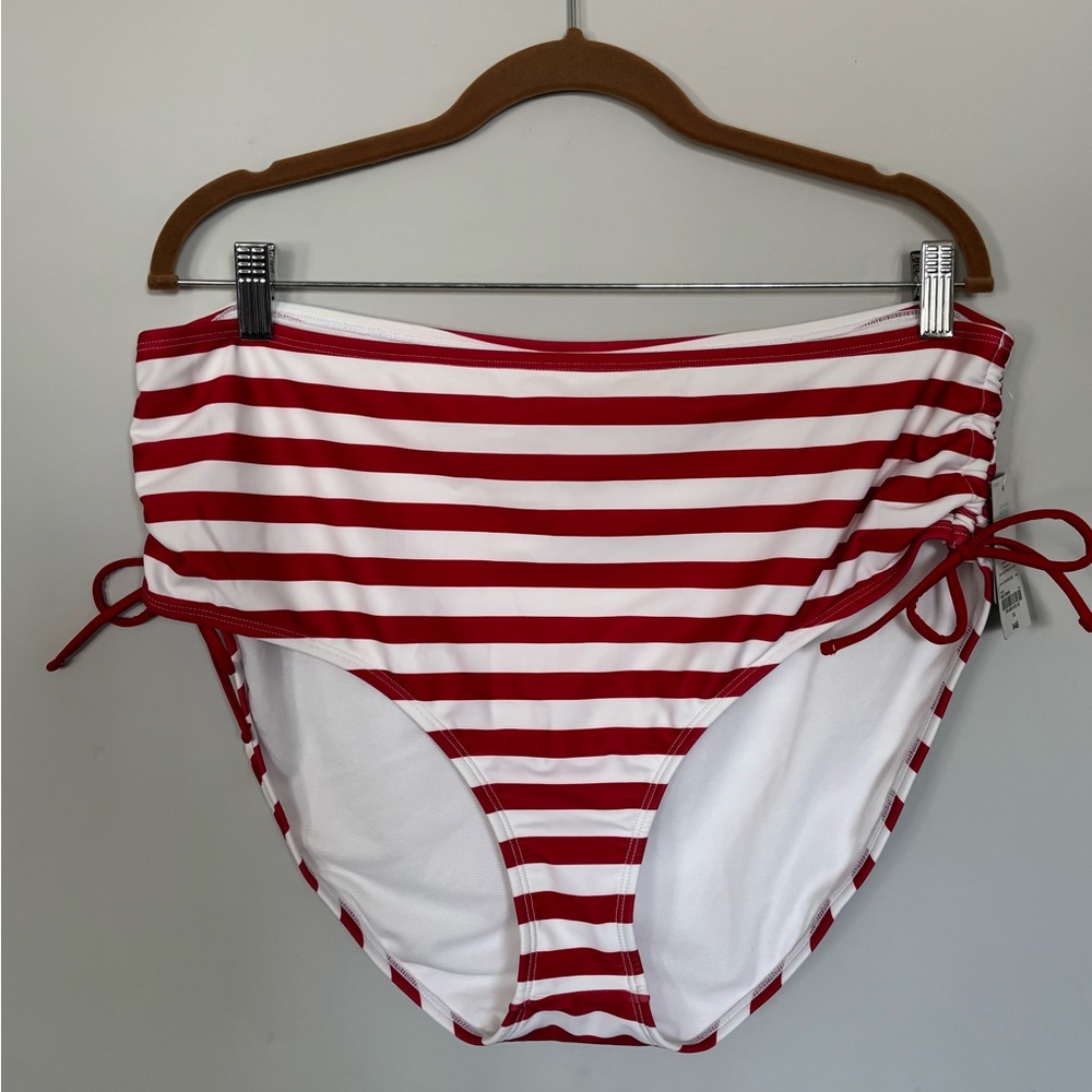 JCPenney’s Oasis Red and White Striped Bikini Bottom